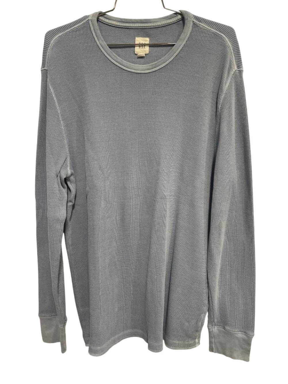 Gap Waffle Knit Large Long Sleeve Crewneck Pullover Blue Cotton Active Gorpcore